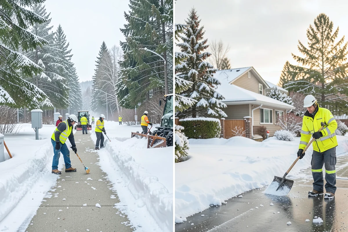 Senior Living Community Sidewalk Clearing in Auburn, King County, WA - Clear resident entrances and medical-transport approaches first