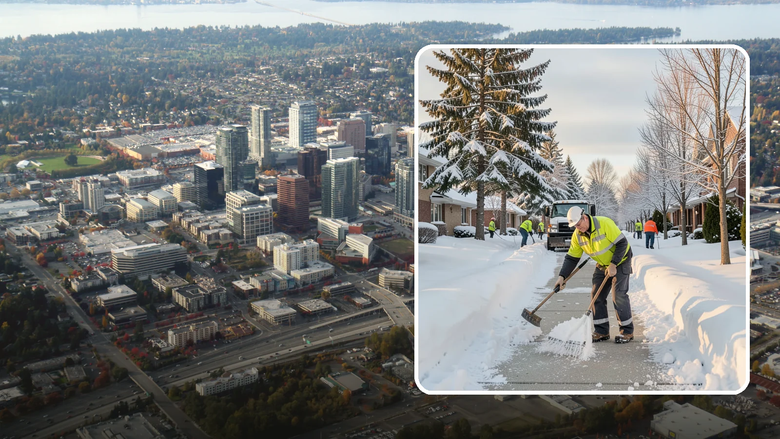 Senior Living Community Sidewalk Clearing in Bellevue, King County, WA - High-priority sidewalk clearing for Western Washington senior living communities, protecting residents for whom a single fall can...