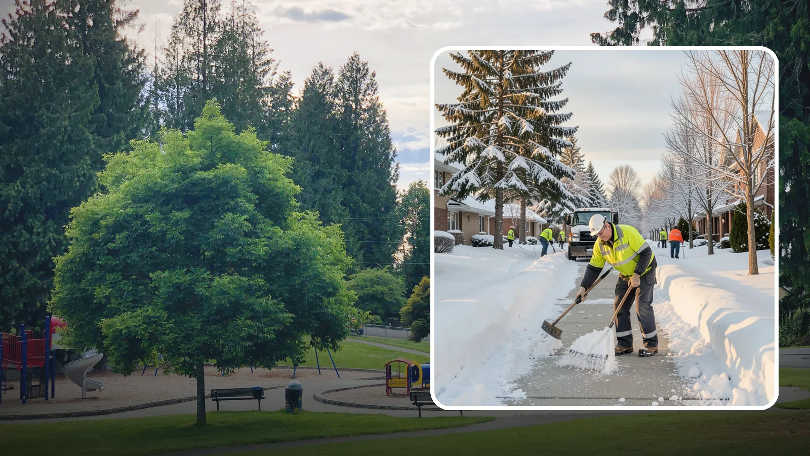 Senior Living Community Sidewalk Clearing in Bonney Lake, Pierce County, WA - High-priority sidewalk clearing for Western Washington senior living communities, protecting residents for whom a single fall can...