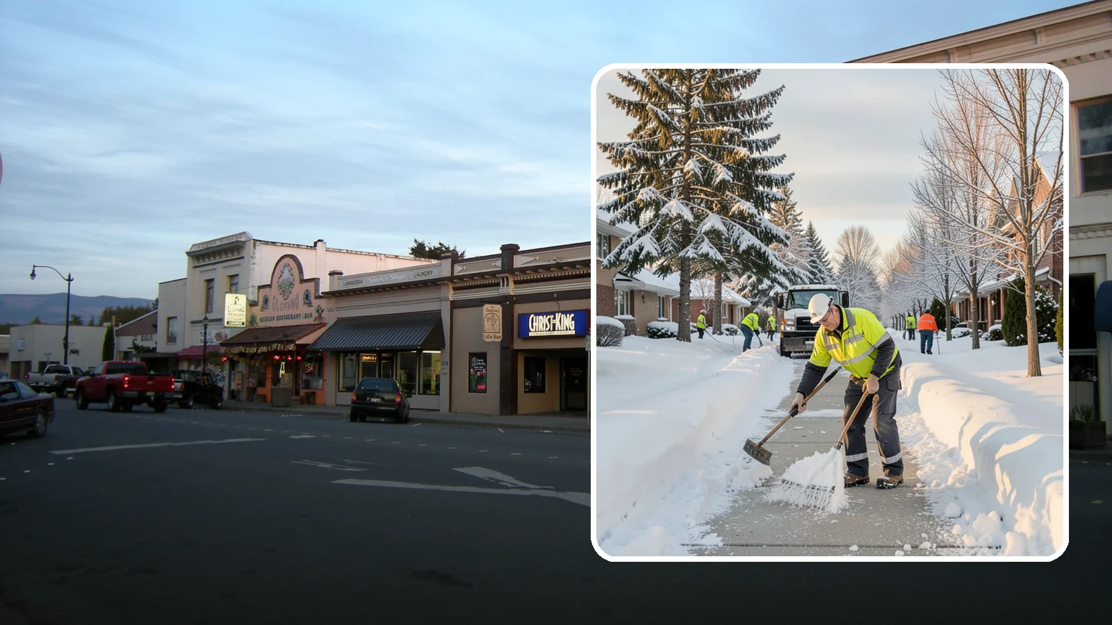 Senior Living Community Sidewalk Clearing in Burlington, Skagit County, WA - High-priority sidewalk clearing for Western Washington senior living communities, protecting residents for whom a single fall can...