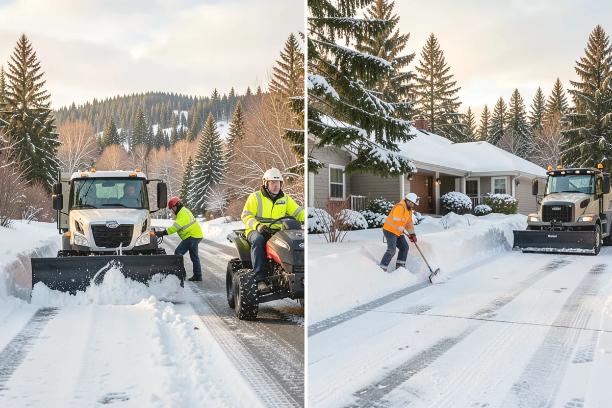 Senior Living Community Sidewalk Clearing in Carnation, King County, WA - Clear resident entrances and medical-transport approaches first