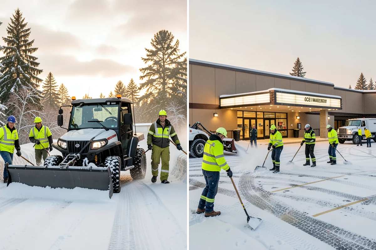 Senior Living Community Sidewalk Clearing in Clyde Hill, King County, WA - Clear resident entrances and medical-transport approaches first