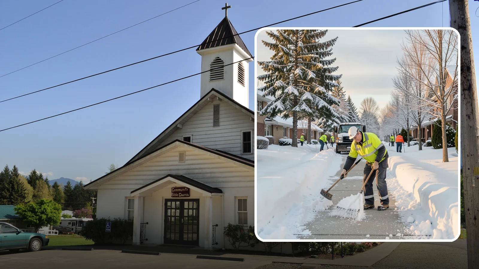 Senior Living Community Sidewalk Clearing in Concrete, Skagit County, WA - High-priority sidewalk clearing for Western Washington senior living communities, protecting residents for whom a single fall can...