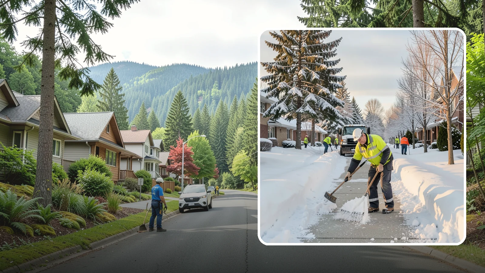 Senior Living Community Sidewalk Clearing in Darrington, Snohomish County, WA - High-priority sidewalk clearing for Western Washington senior living communities, protecting residents for whom a single fall can...