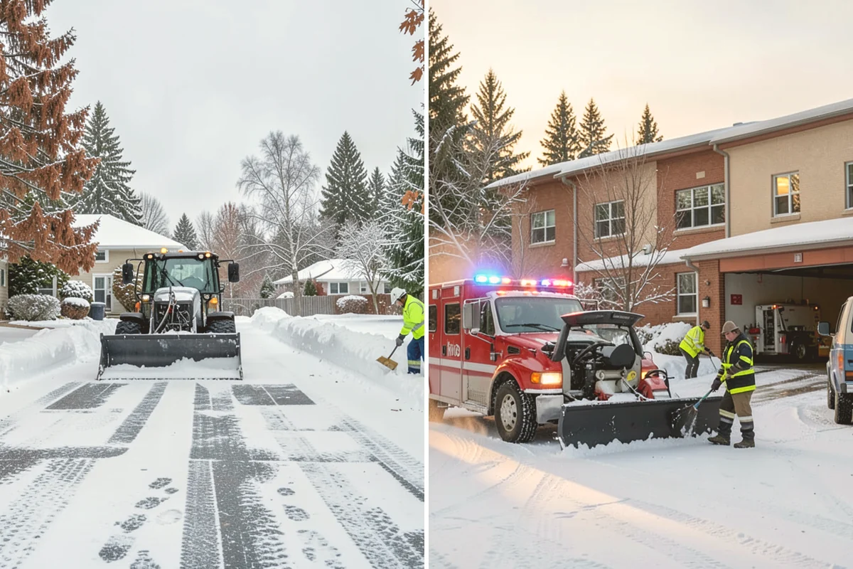 Senior Living Community Sidewalk Clearing in Eatonville, Pierce County, WA - Clear resident entrances and medical-transport approaches first