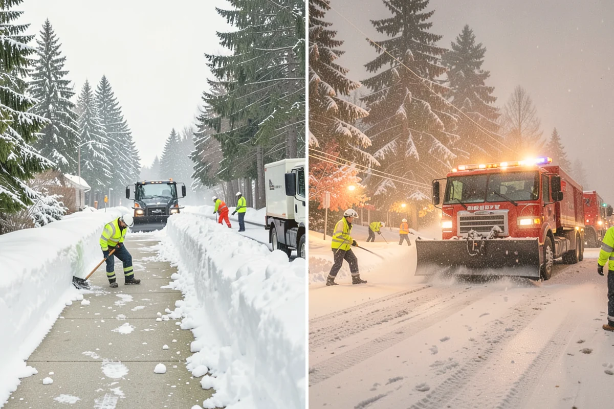 Senior Living Community Sidewalk Clearing in Edmonds, Snohomish County, WA - Clear resident entrances and medical-transport approaches first