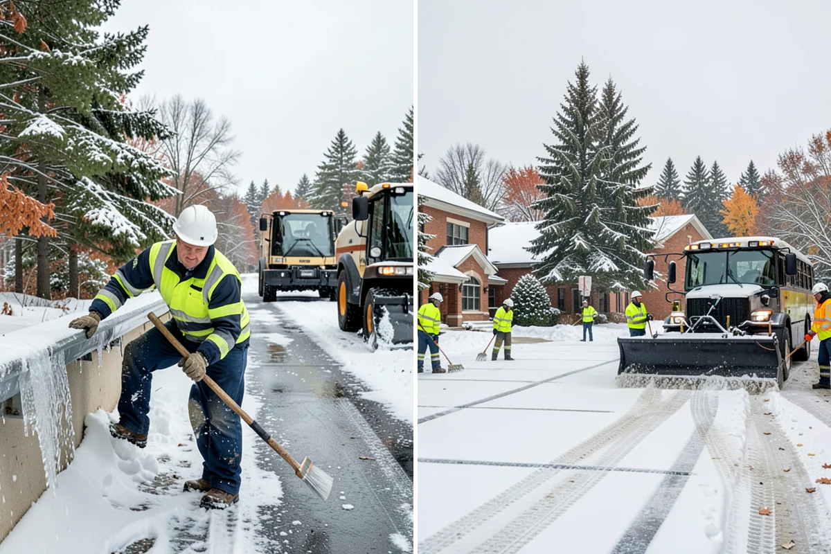 Senior Living Community Sidewalk Clearing in Enumclaw, King County, WA - Clear resident entrances and medical-transport approaches first
