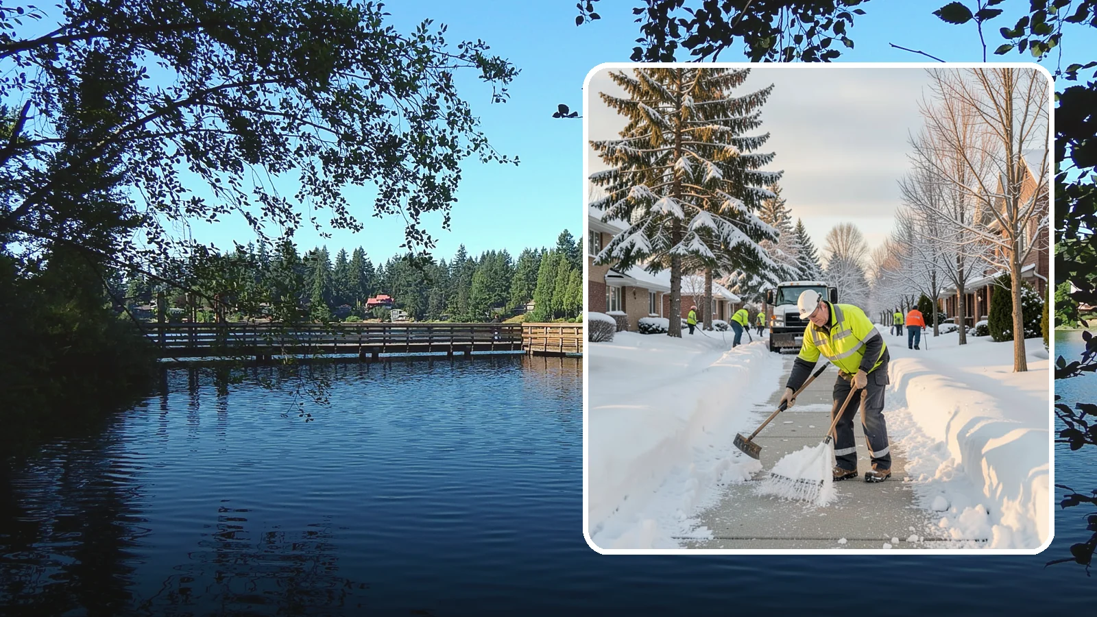 Senior Living Community Sidewalk Clearing in Federal Way, King County, WA - High-priority sidewalk clearing for Western Washington senior living communities, protecting residents for whom a single fall can...