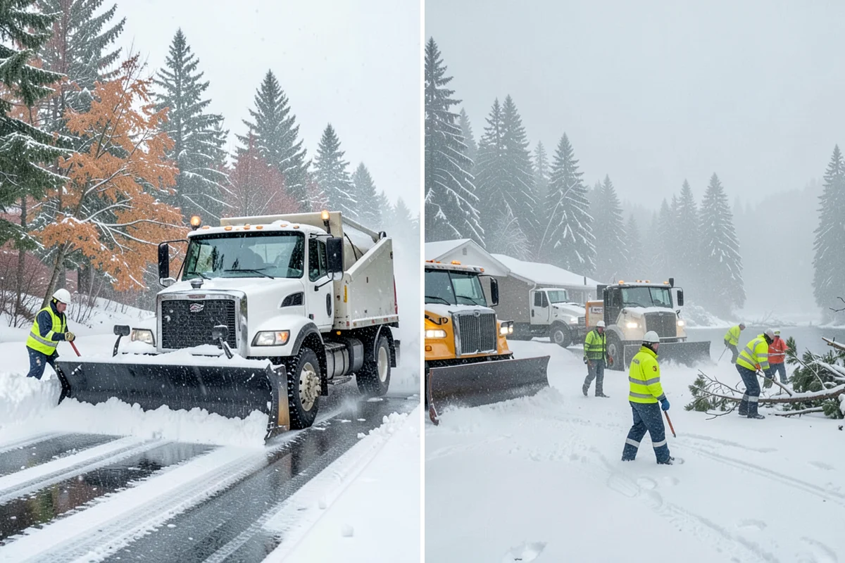 Senior Living Community Sidewalk Clearing in Federal Way, King County, WA - Clear resident entrances and medical-transport approaches first