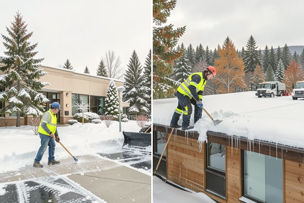 Senior Living Community Sidewalk Clearing in Kent, King County, WA - Clear resident entrances and medical-transport approaches first