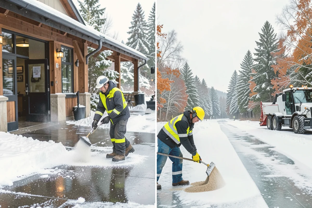 Senior Living Community Sidewalk Clearing in Langley, Island County, WA - Clear resident entrances and medical-transport approaches first