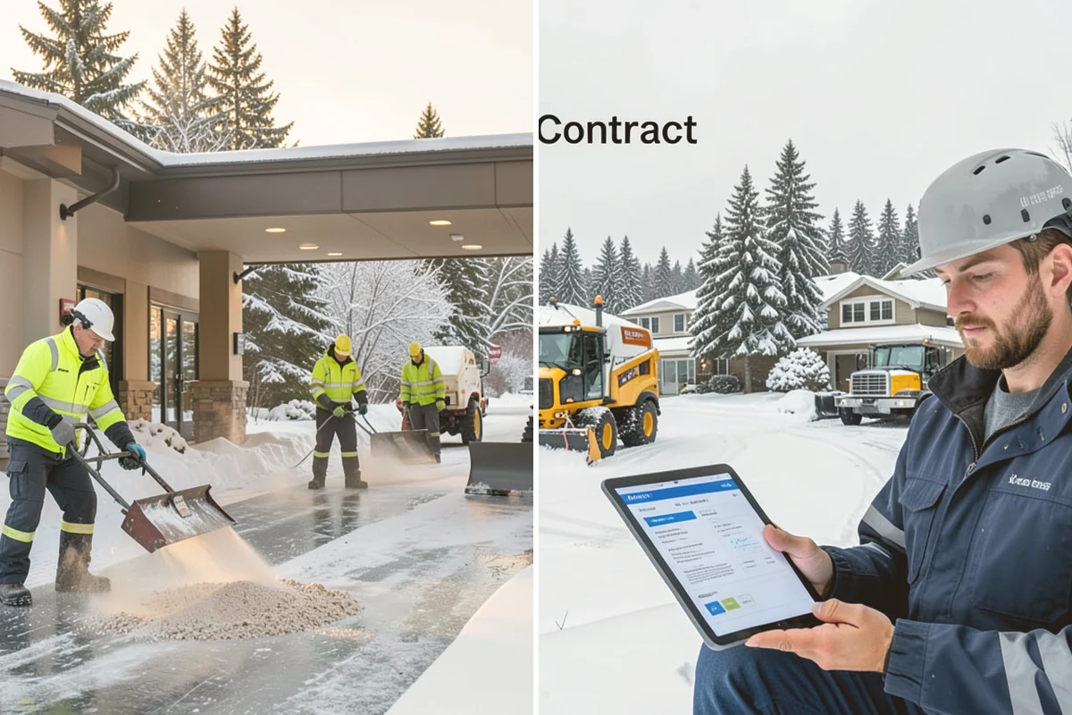 Senior Living Community Sidewalk Clearing in Milton, King County, WA - Clear resident entrances and medical-transport approaches first
