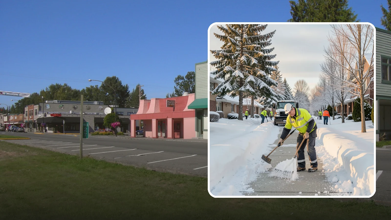 Senior Living Community Sidewalk Clearing in Snoqualmie, King County, WA - High-priority sidewalk clearing for Western Washington senior living communities, protecting residents for whom a single fall can...