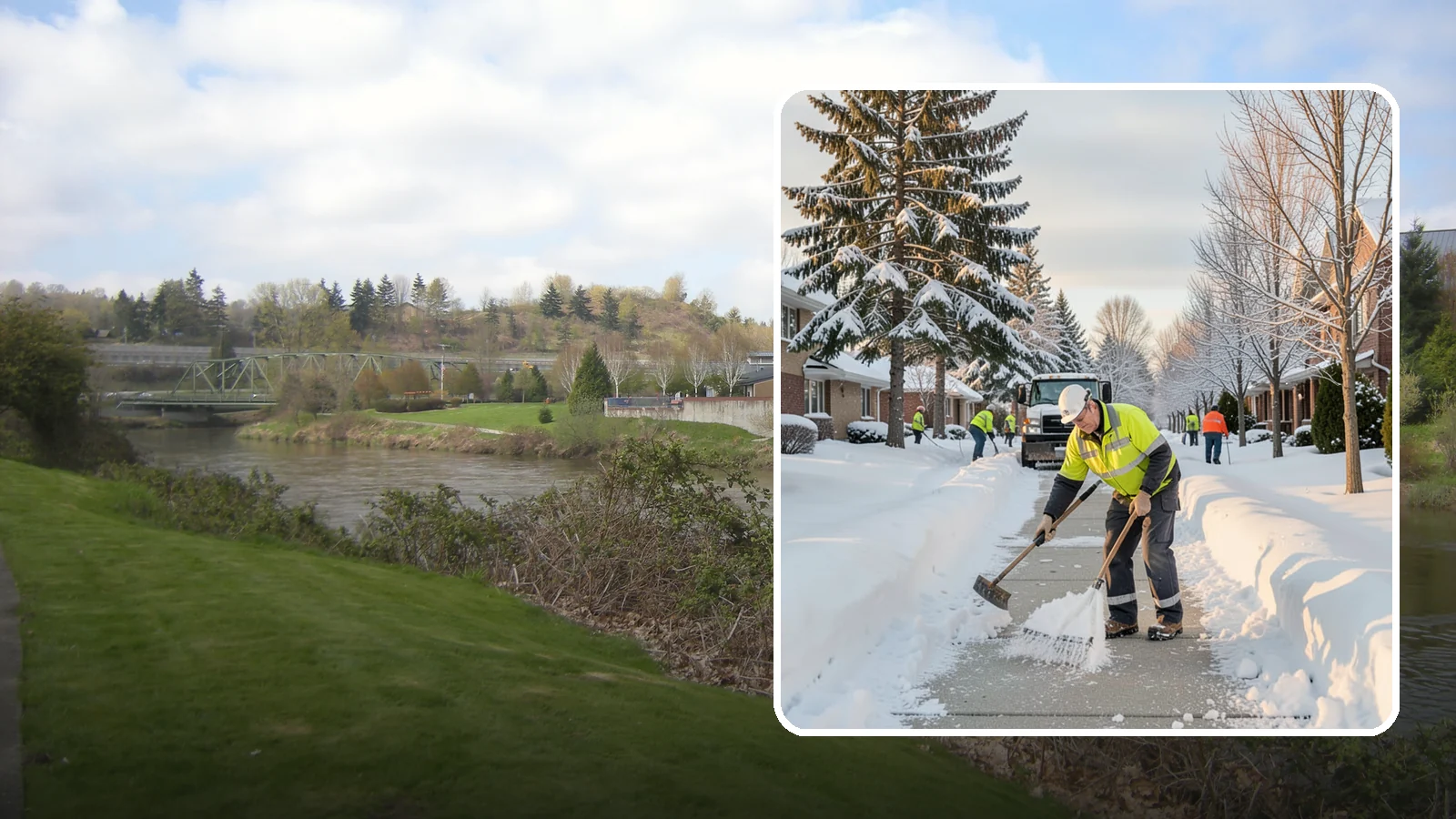 Senior Living Community Sidewalk Clearing in Tukwila, King County, WA - High-priority sidewalk clearing for Western Washington senior living communities, protecting residents for whom a single fall can...