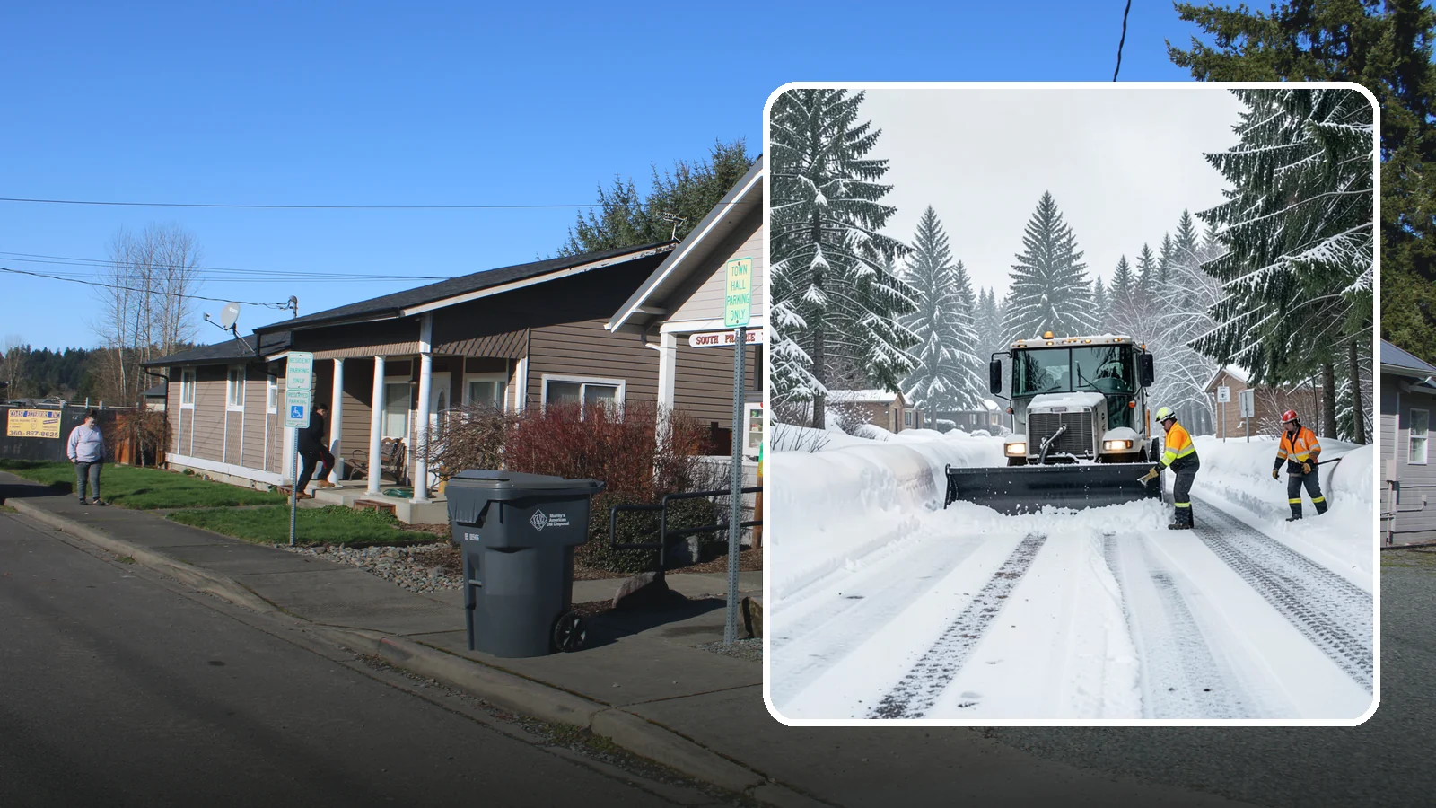 Senior Living Community Snow Plowing in South Prairie, Pierce County, WA - We plow senior living lots, drive lanes, and entrances as a zero-tolerance priority because residents cannot risk a fall.