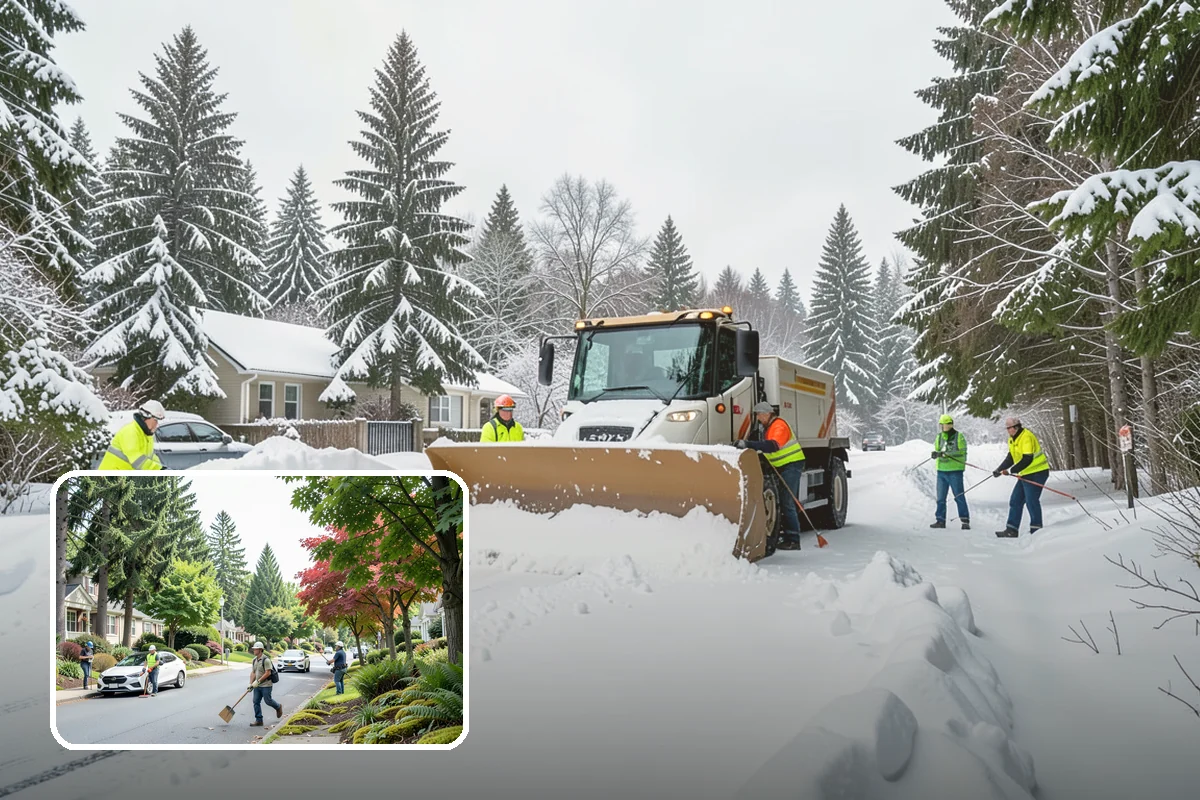 Shared Driveway Snow Removal in Beaux Arts Village, King County, WA - Clears the entire shared run as a single job