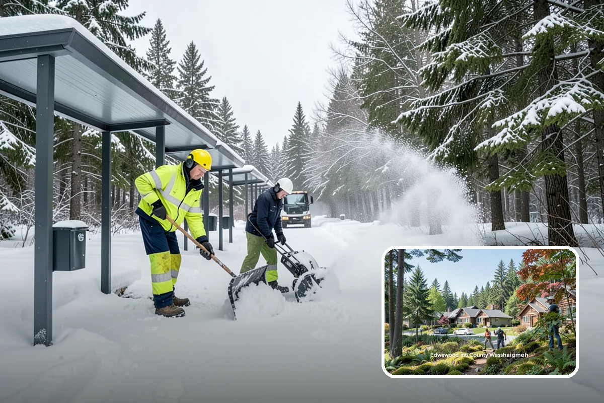 Shared Driveway Snow Removal in Edgewood, Pierce County, WA - Clears the entire shared run as a single job