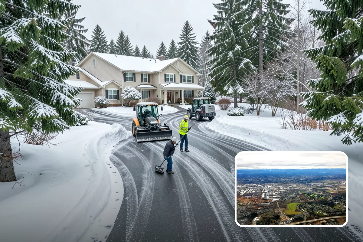 Shared Driveway Snow Removal in Kent, King County, WA - Clears the entire shared run as a single job