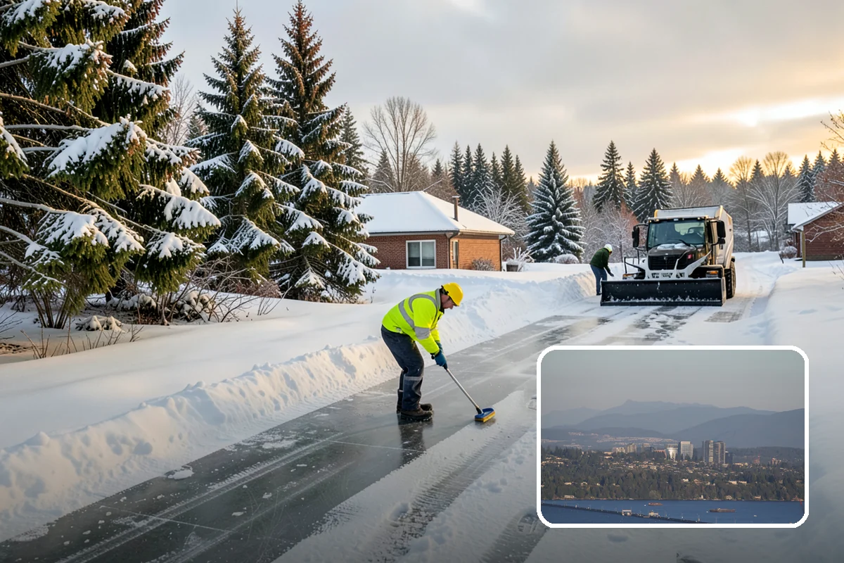 Shared Driveway Snow Removal in Medina, King County, WA - Clears the entire shared run as a single job