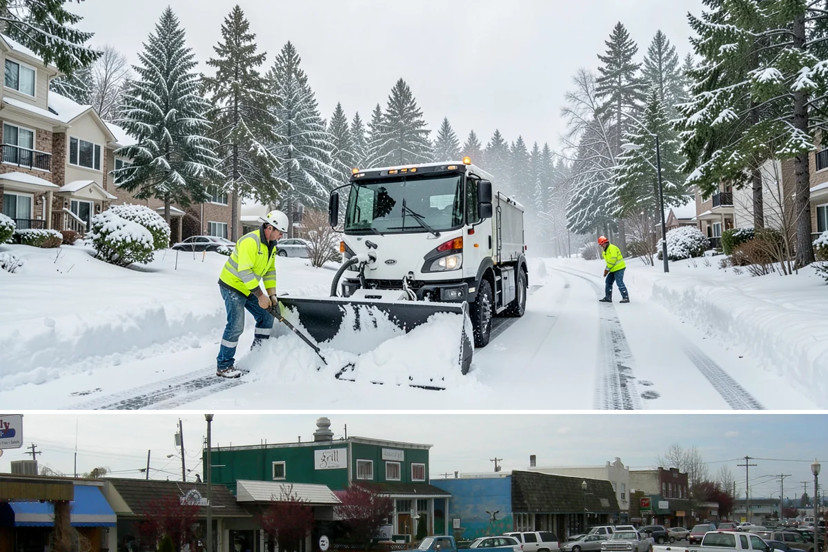 Shared Driveway Snow Removal in Stanwood, Snohomish County, WA - Shared drives need prompt, coordinated clearing with each snowfall and treatment through the freeze-thaw days that follow.
