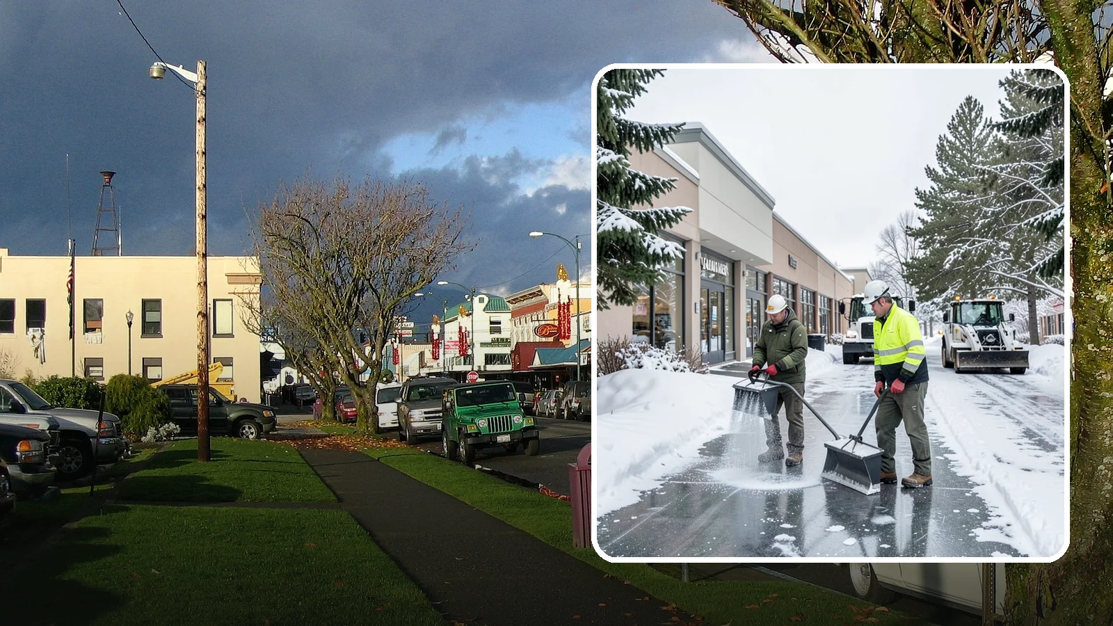 Shopping Center Deicing in Arlington, Snohomish County, WA - Deicing for shopping centers that keeps multi-tenant walkways, storefront aprons, and common areas safe across an entire retail...