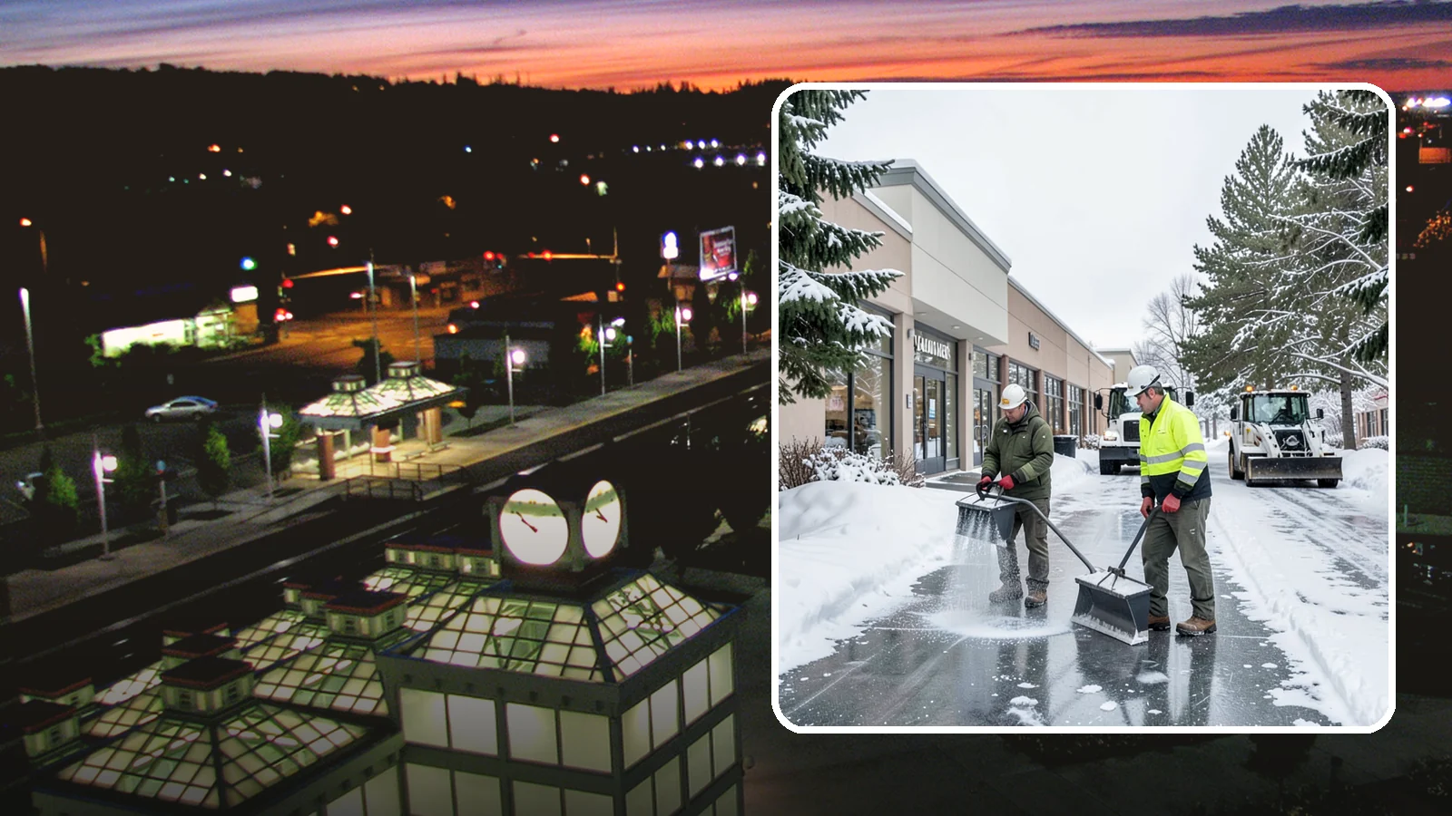 Shopping Center Deicing in Auburn, King County, WA - Deicing for shopping centers that keeps multi-tenant walkways, storefront aprons, and common areas safe across an entire retail...