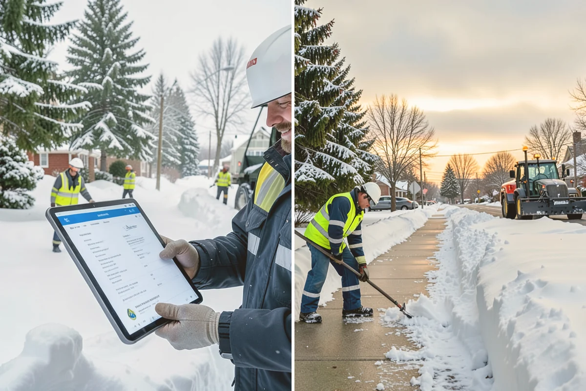 Shopping Center Deicing in Brier, Snohomish County, WA - Map tenant walkways, crosswalks, and shared entrances center-wide
