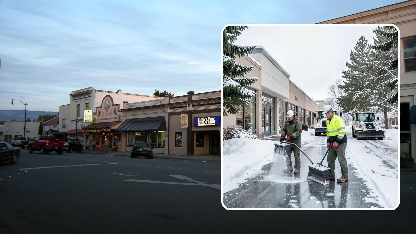 Shopping Center Deicing in Burlington, Skagit County, WA - Deicing for shopping centers that keeps multi-tenant walkways, storefront aprons, and common areas safe across an entire retail...