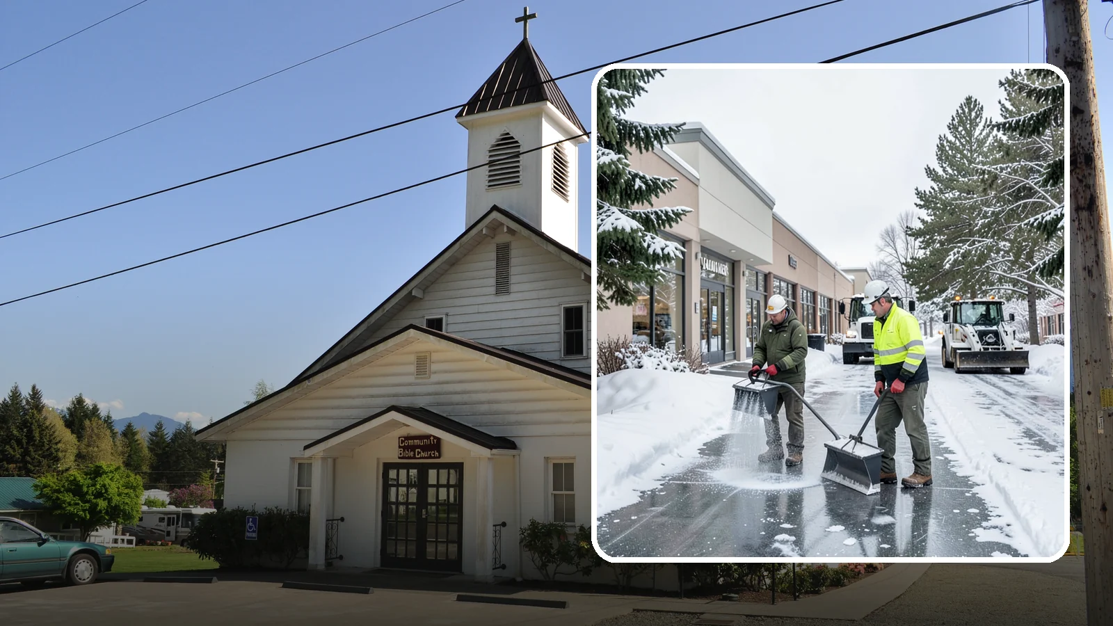 Shopping Center Deicing in Concrete, Skagit County, WA - Deicing for shopping centers that keeps multi-tenant walkways, storefront aprons, and common areas safe across an entire retail...