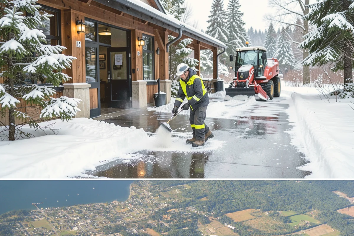 Shopping Center Deicing in Coupeville, Island County, WA - Service runs through the winter retail season, intensifying on freezing-rain days that overlap with weekend and holiday shopping...