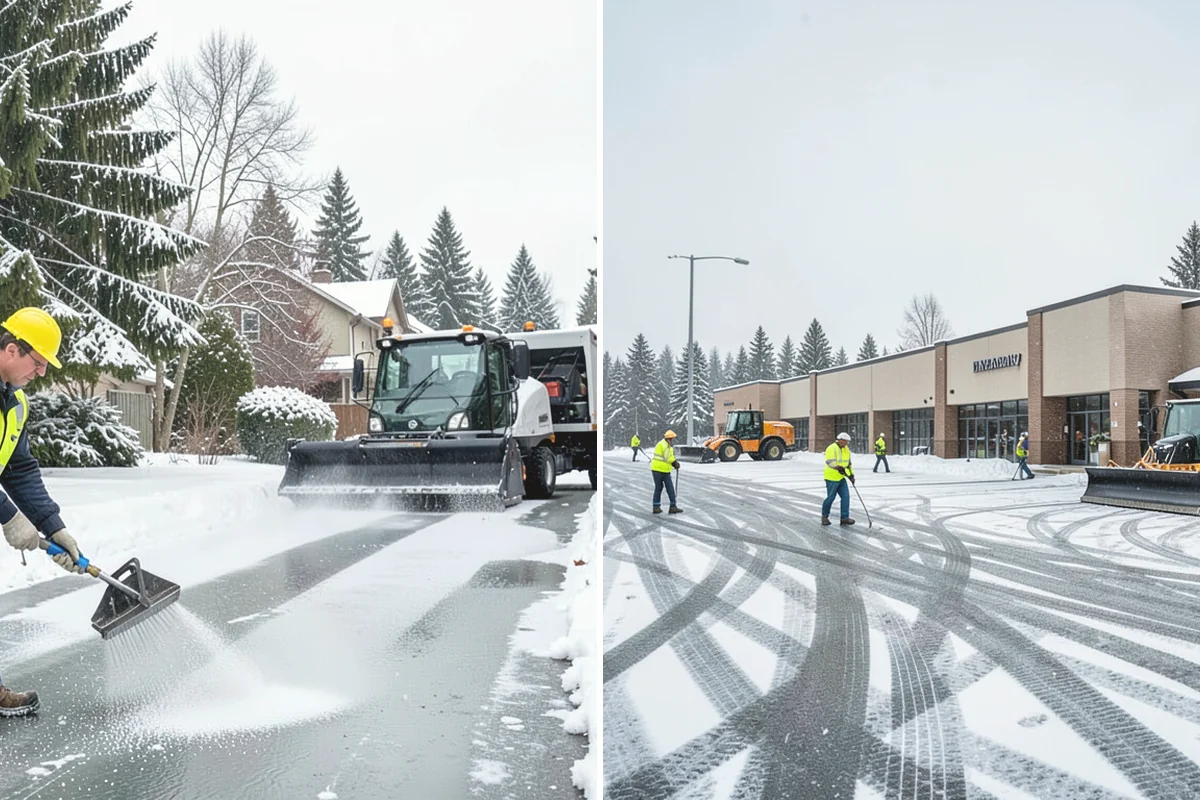 Shopping Center Deicing in Covington, King County, WA - Map tenant walkways, crosswalks, and shared entrances center-wide