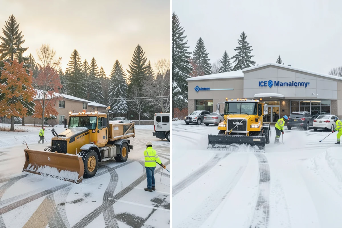 Shopping Center Deicing in Darrington, Snohomish County, WA - Map tenant walkways, crosswalks, and shared entrances center-wide