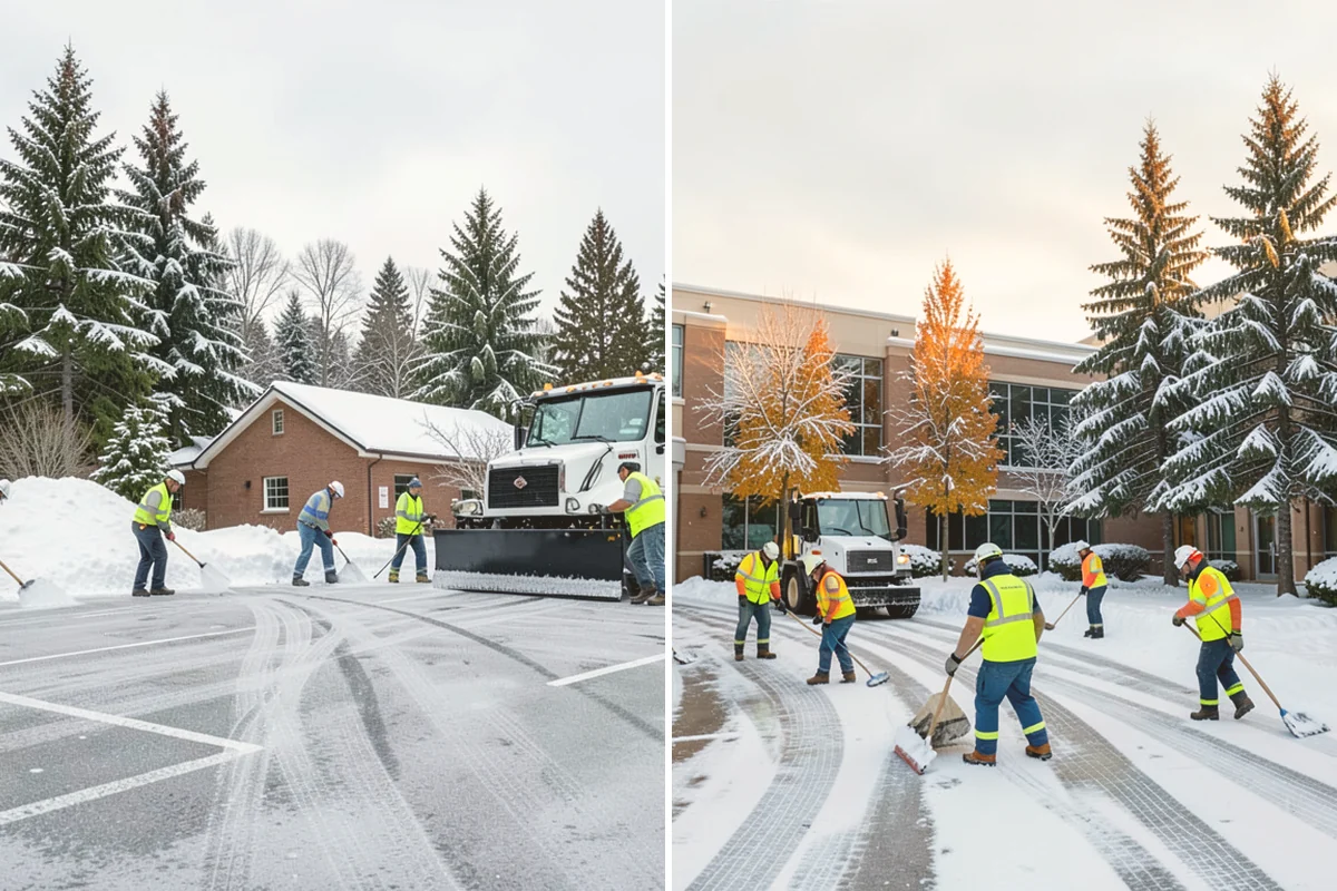 Shopping Center Deicing in Eatonville, Pierce County, WA - Map tenant walkways, crosswalks, and shared entrances center-wide