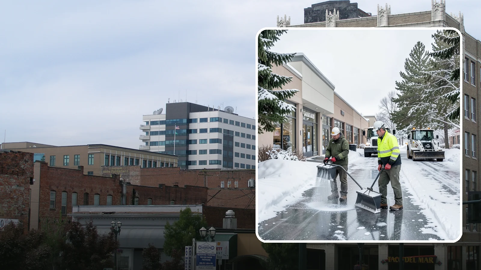 Shopping Center Deicing in Everett, Snohomish County, WA - Deicing for shopping centers that keeps multi-tenant walkways, storefront aprons, and common areas safe across an entire retail...