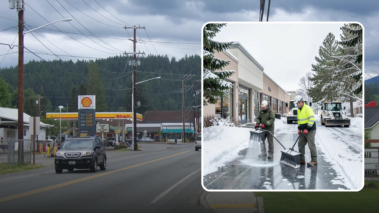 Shopping Center Deicing in Granite Falls, Snohomish County, WA - Deicing for shopping centers that keeps multi-tenant walkways, storefront aprons, and common areas safe across an entire retail...