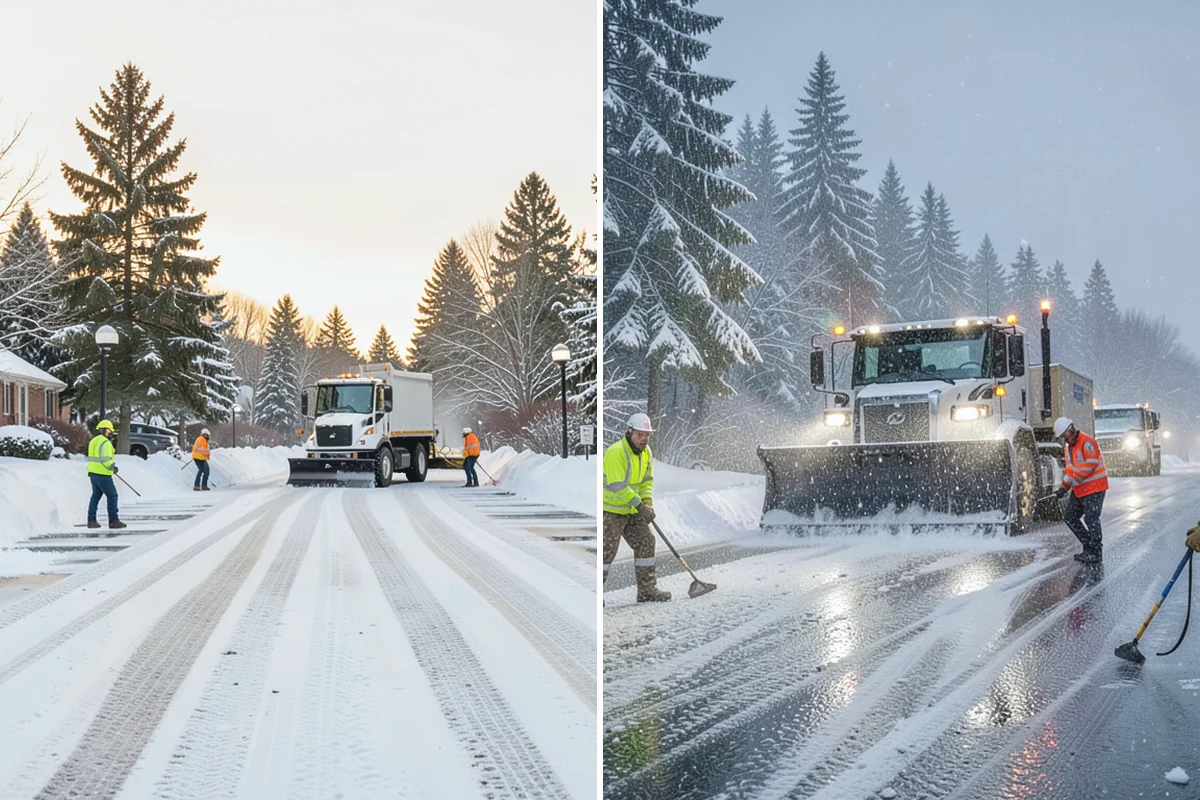 Shopping Center Deicing in Granite Falls, Snohomish County, WA - Map tenant walkways, crosswalks, and shared entrances center-wide