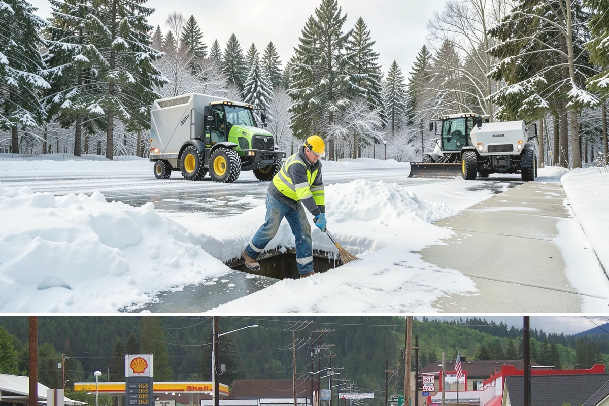 Shopping Center Deicing in Granite Falls, Snohomish County, WA - Service runs through the winter retail season, intensifying on freezing-rain days that overlap with weekend and holiday shopping...