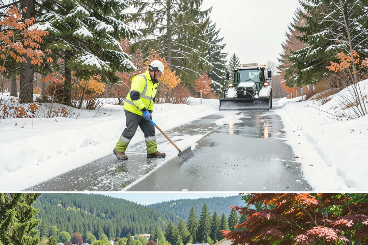 Shopping Center Deicing in Index, Snohomish County, WA - Service runs through the winter retail season, intensifying on freezing-rain days that overlap with weekend and holiday shopping...