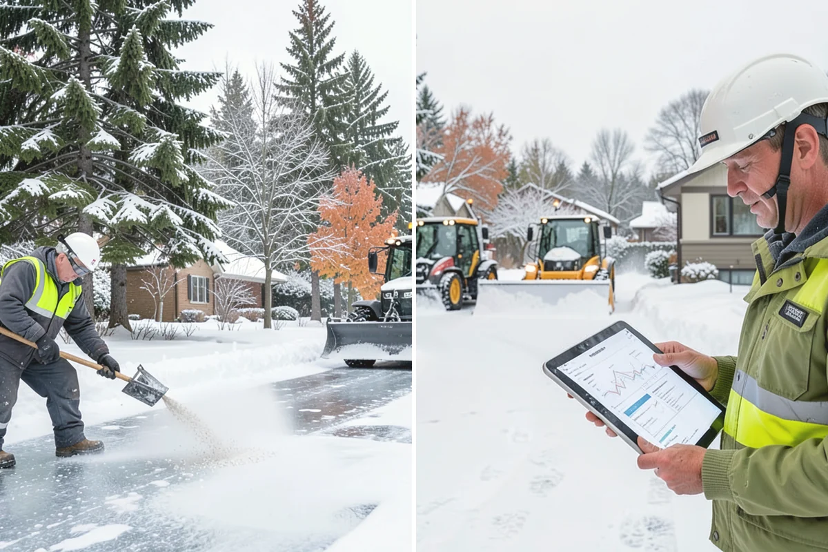 Shopping Center Deicing in La Conner, Skagit County, WA - Map tenant walkways, crosswalks, and shared entrances center-wide