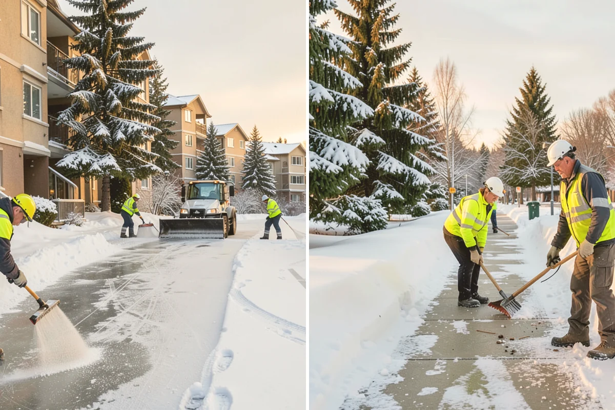 Shopping Center Deicing in Langley, Island County, WA - Map tenant walkways, crosswalks, and shared entrances center-wide