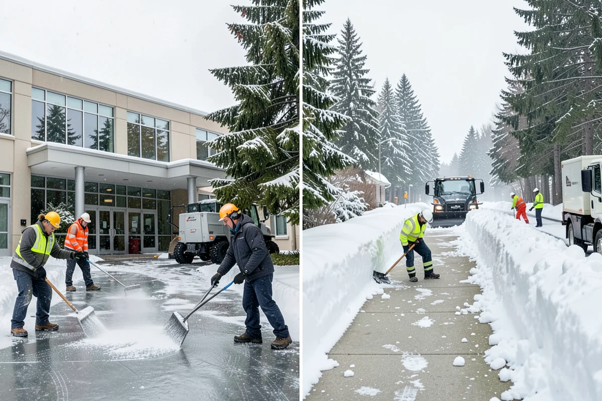 Shopping Center Deicing in Maple Valley, King County, WA - Map tenant walkways, crosswalks, and shared entrances center-wide