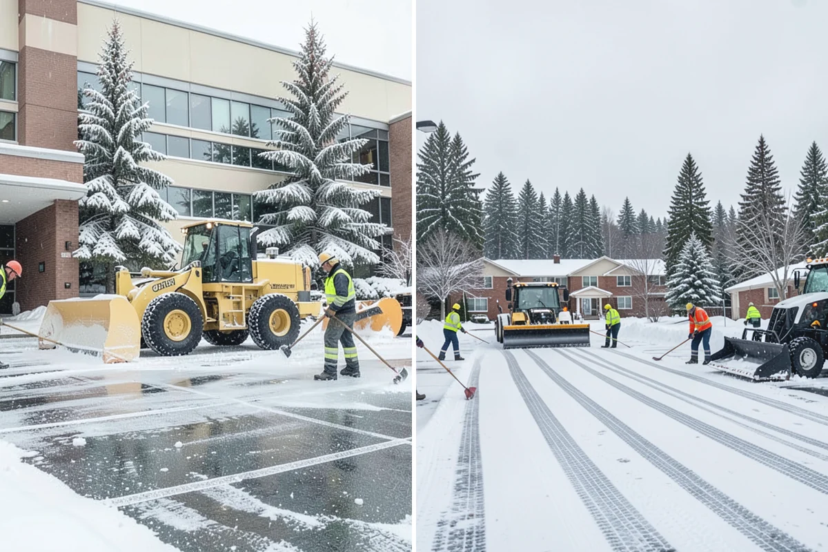 Shopping Center Deicing in Medina, King County, WA - Map tenant walkways, crosswalks, and shared entrances center-wide