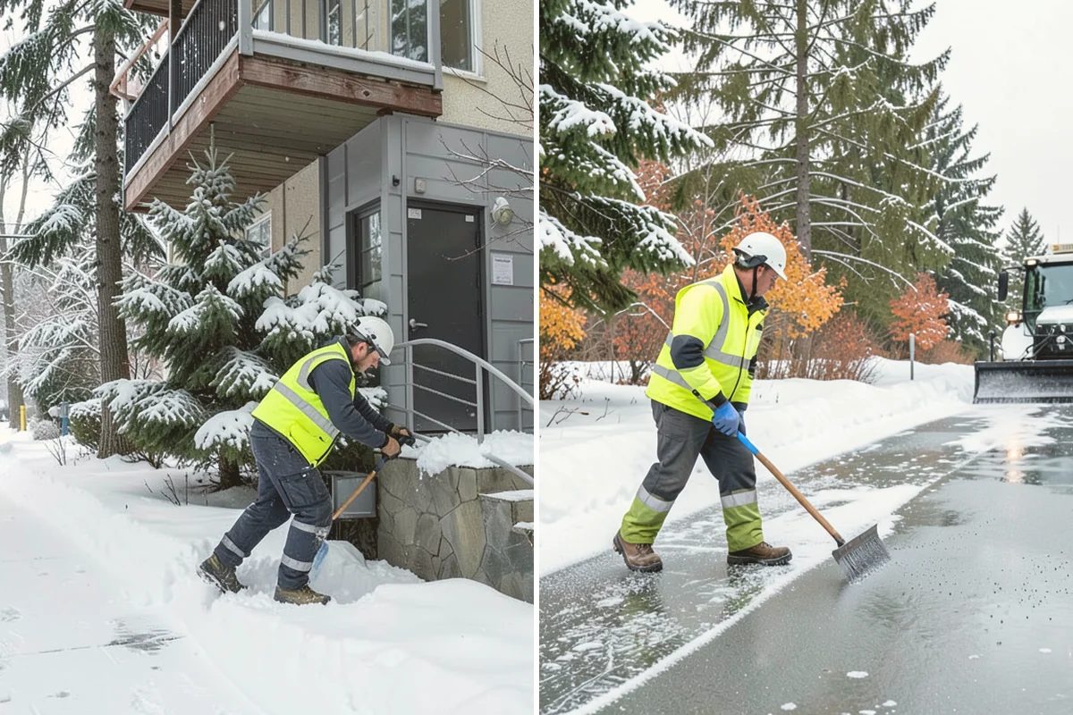 Shopping Center Deicing in Milton, King County, WA - Map tenant walkways, crosswalks, and shared entrances center-wide