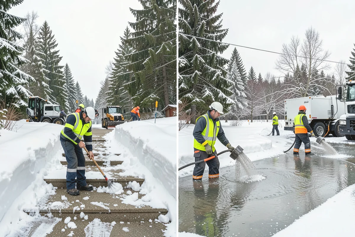 Shopping Center Deicing in Mountlake Terrace, Snohomish County, WA - Map tenant walkways, crosswalks, and shared entrances center-wide