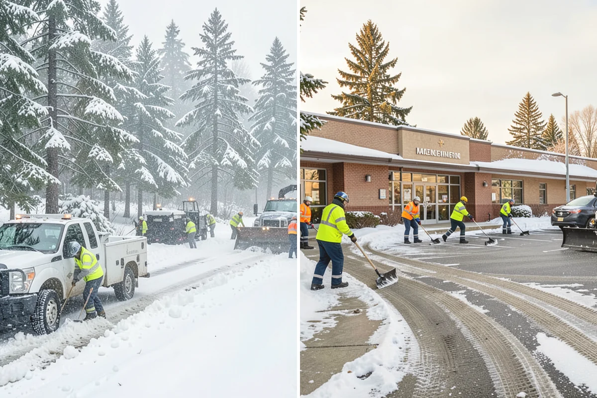 Shopping Center Deicing in Mukilteo, Snohomish County, WA - Map tenant walkways, crosswalks, and shared entrances center-wide