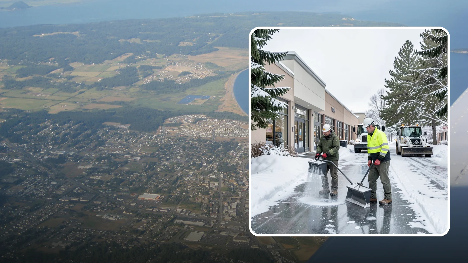 Shopping Center Deicing in Oak Harbor, Island County, WA - Deicing for shopping centers that keeps multi-tenant walkways, storefront aprons, and common areas safe across an entire retail...