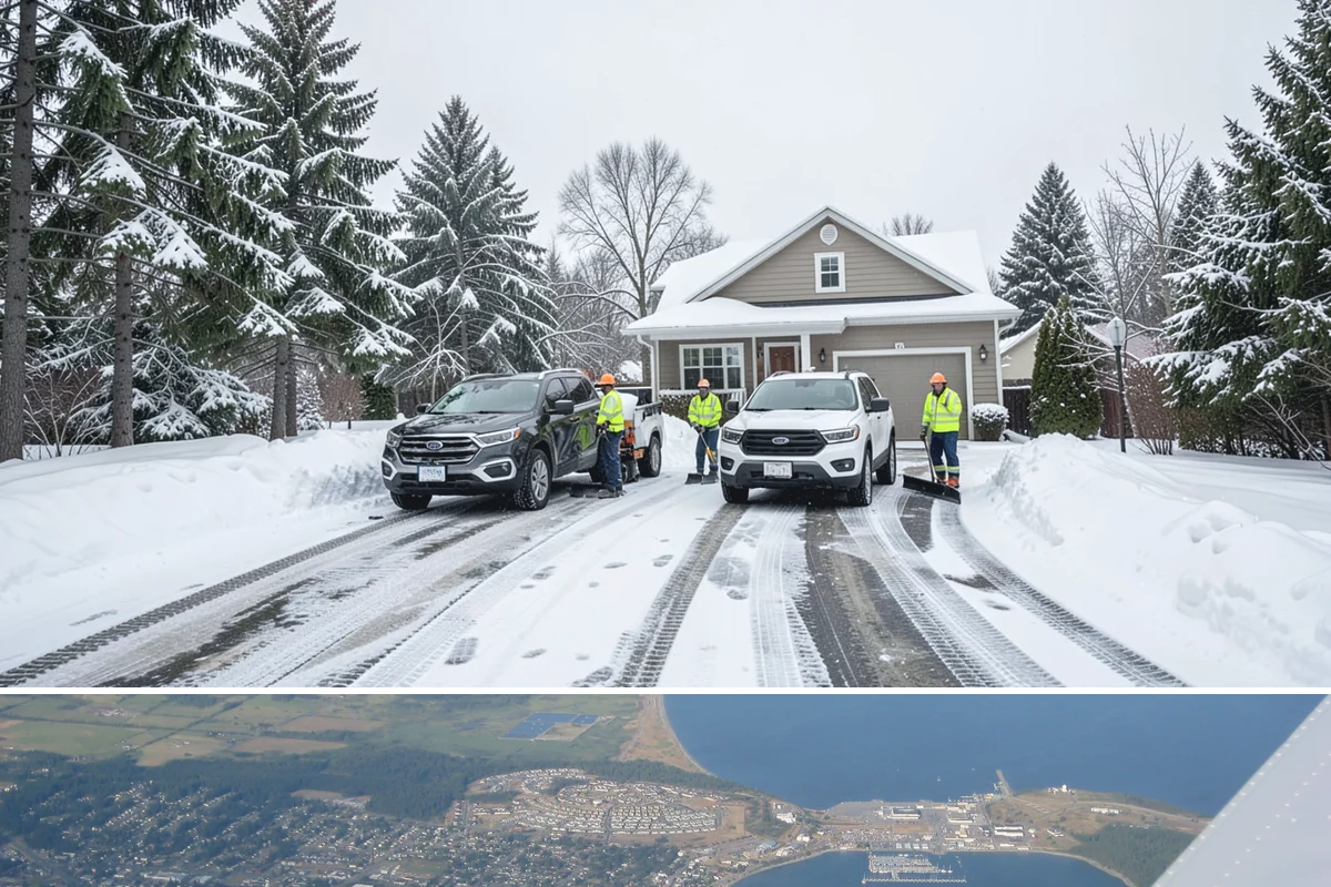 Shopping Center Deicing in Oak Harbor, Island County, WA - Service runs through the winter retail season, intensifying on freezing-rain days that overlap with weekend and holiday shopping...
