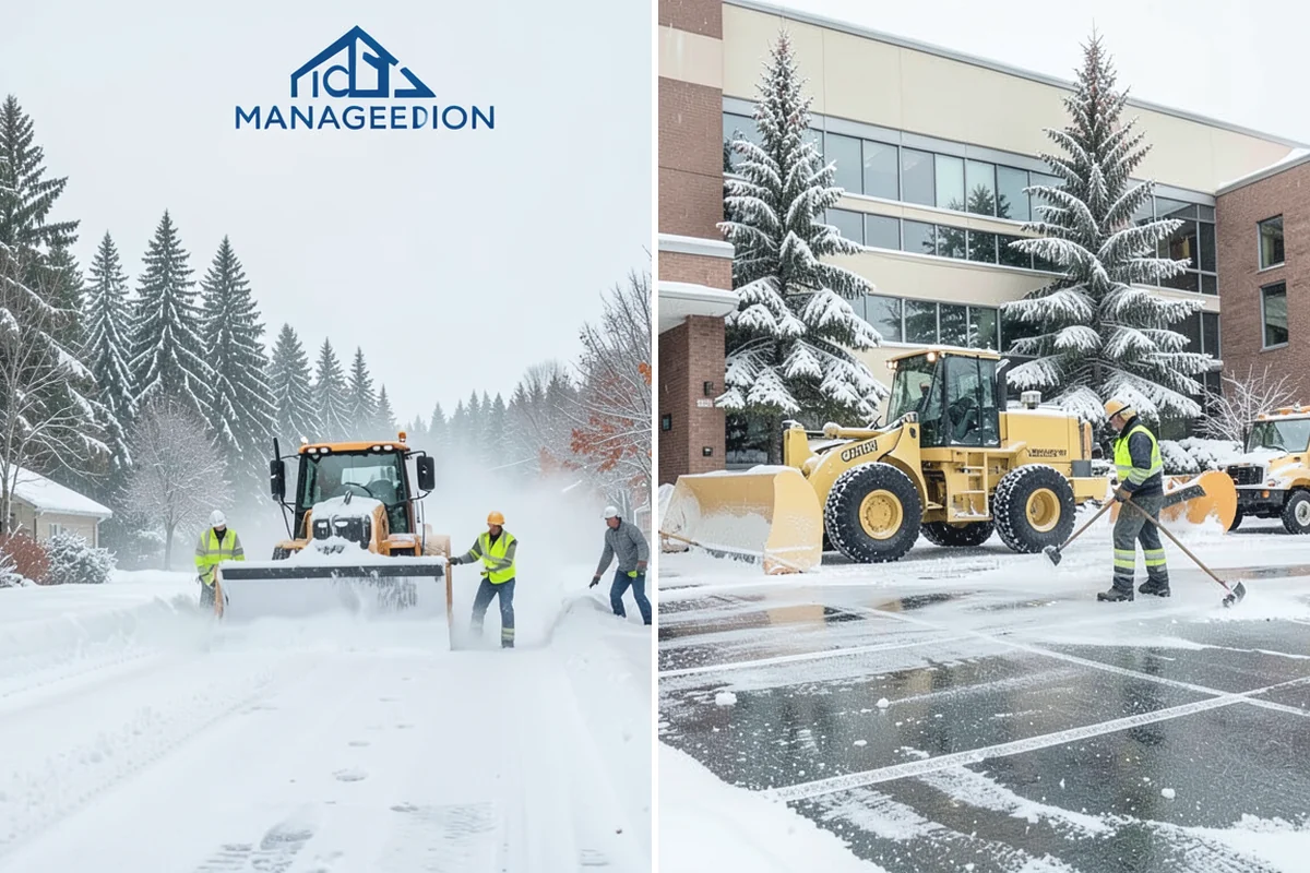 Shopping Center Deicing in Redmond, King County, WA - Map tenant walkways, crosswalks, and shared entrances center-wide