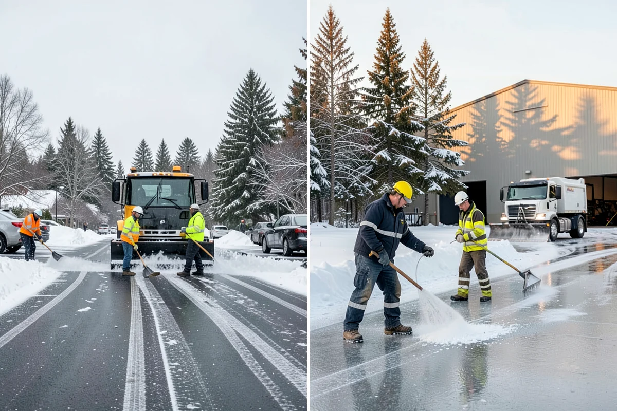 Shopping Center Deicing in SeaTac, King County, WA - Map tenant walkways, crosswalks, and shared entrances center-wide