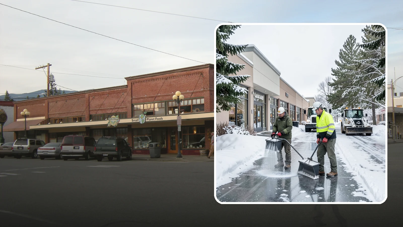 Shopping Center Deicing in Sedro-Woolley, Skagit County, WA - Deicing for shopping centers that keeps multi-tenant walkways, storefront aprons, and common areas safe across an entire retail...